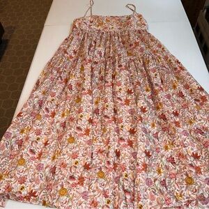 J. Crew Liberty Pink Floral Midi Dress with Orange and Yellow Accents